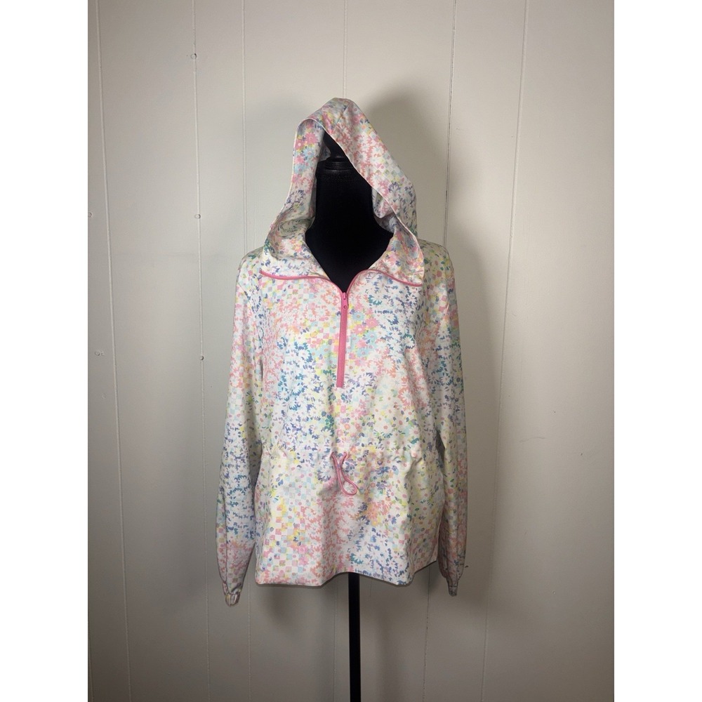 Fabletics Floral Print Anorak Jacket Lightweight Quarter Zip Pullover Medium